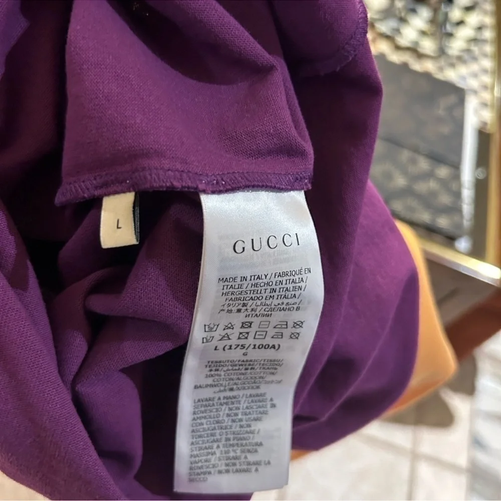 Men’s Gucci, X, the north face, purple, long sleeve T-shirt, size large Italy